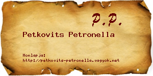 Petkovits Petronella névjegykártya